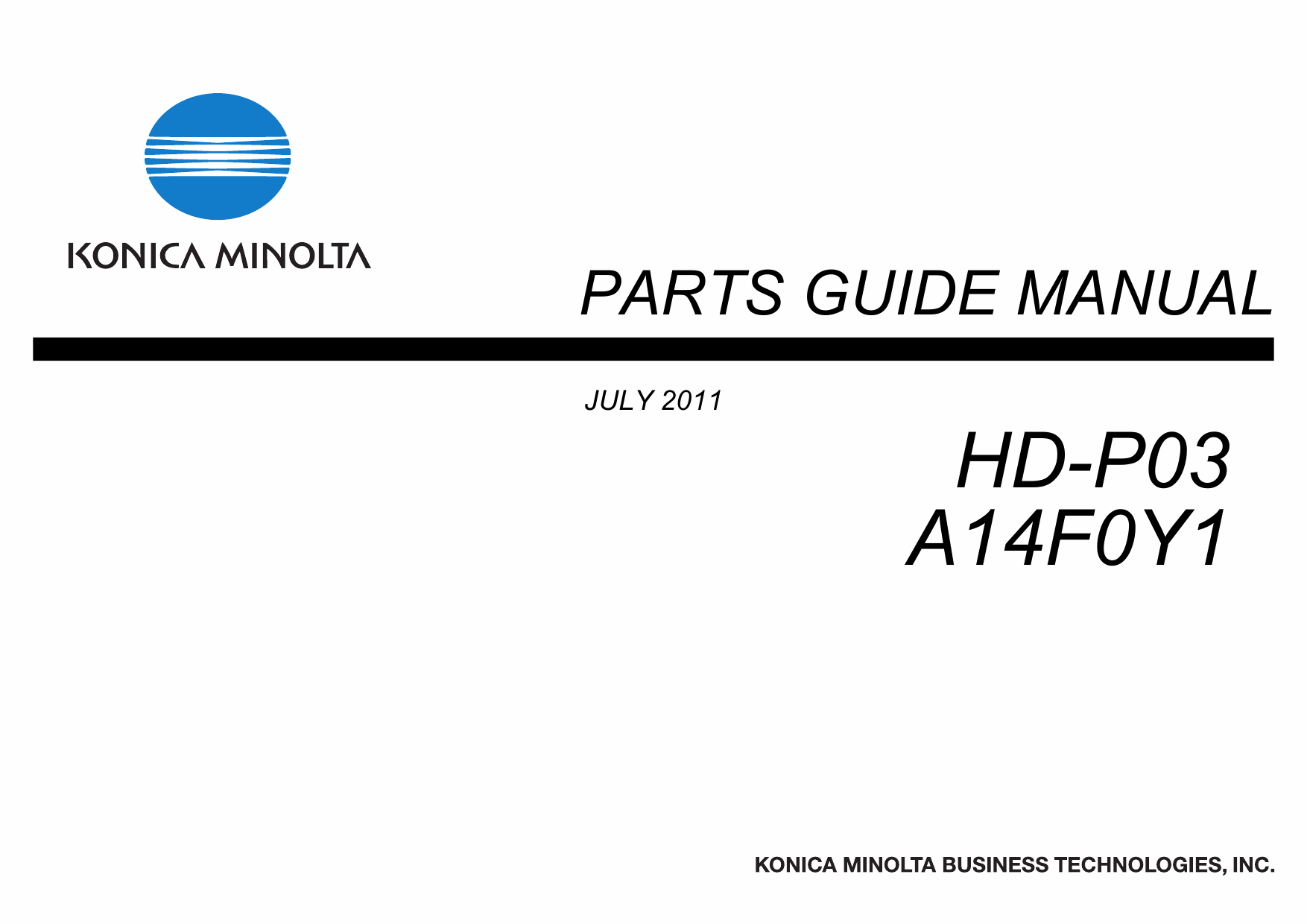 Konica-Minolta Options HD-P03 A14F0Y1 Parts Manual-1